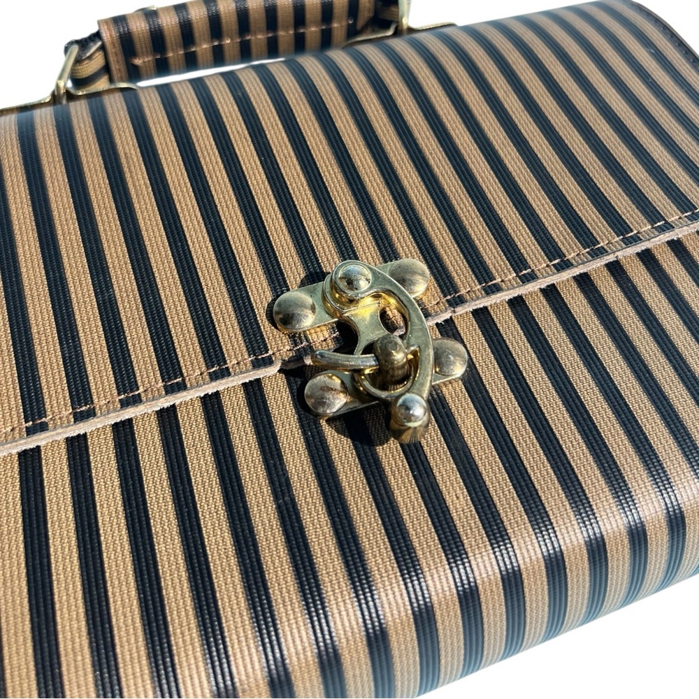 Vintage Striped Brown and Black Women's Bag - Picture 4 of 9